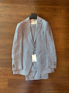 NWT Suitsupply Linen Houndstooth Summer Suit